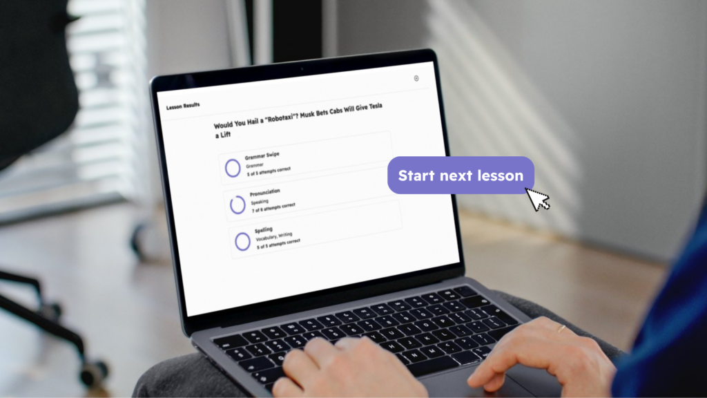 Recomendação da próxima lição com IA na plataforma Voxy