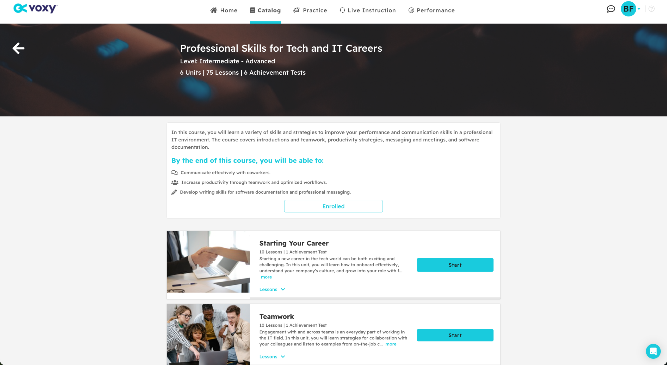 Voxy Professional Skills for Tech and IT Careers course preview